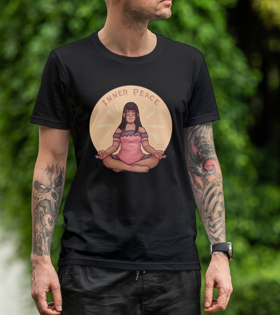 Inner Peace Meditating Woman Illustration By Marcy Rangel T-Shirt
