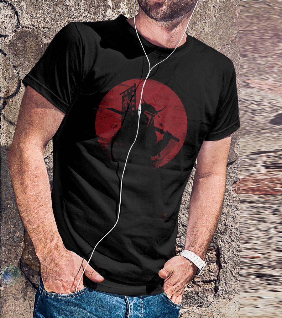 Mandalorian Samurai Bounty Hunter Kanji Red Sun T-Shirt