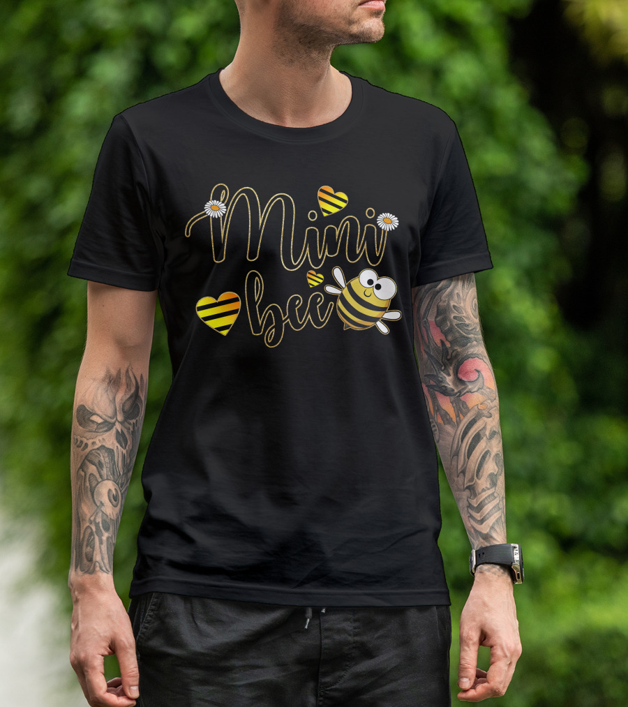 Mini Bee Cute Striped Hearts And Daisies T-Shirt