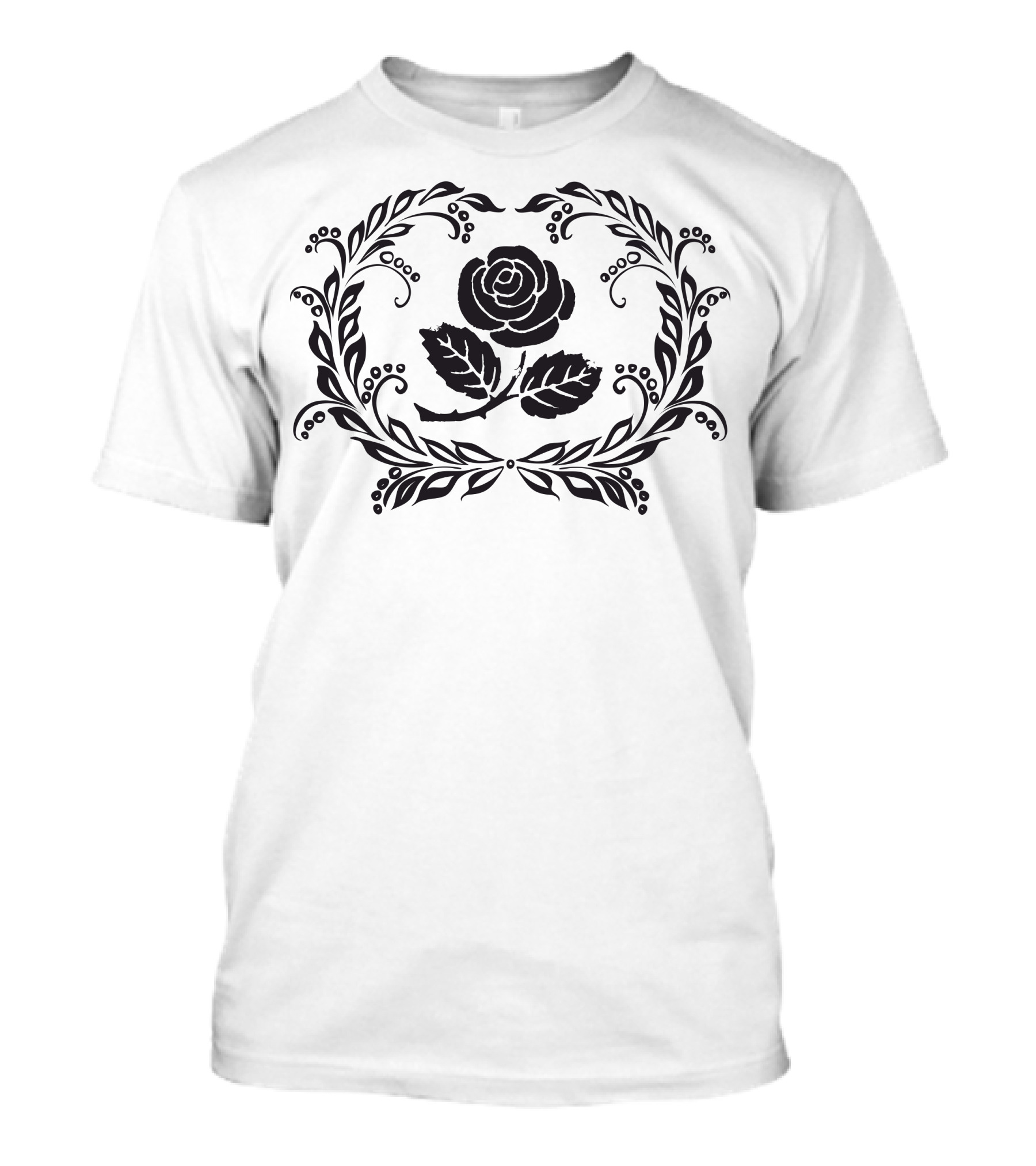 Rose Flower Blossom With Leafy Wreath T-Shirt