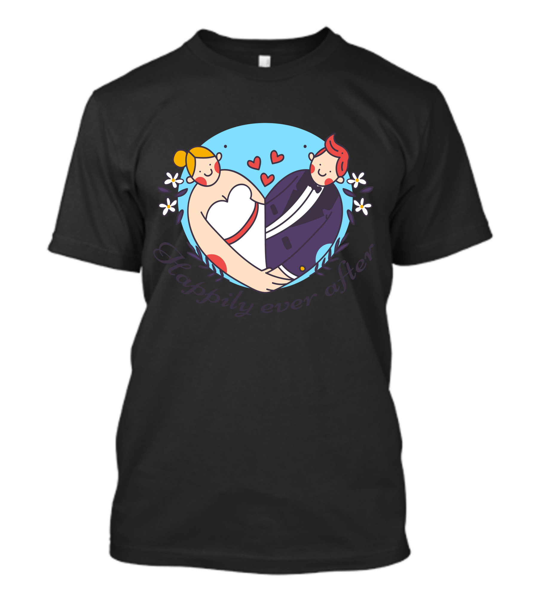 Happily Ever After Wedding Heart Couple T-Shirt