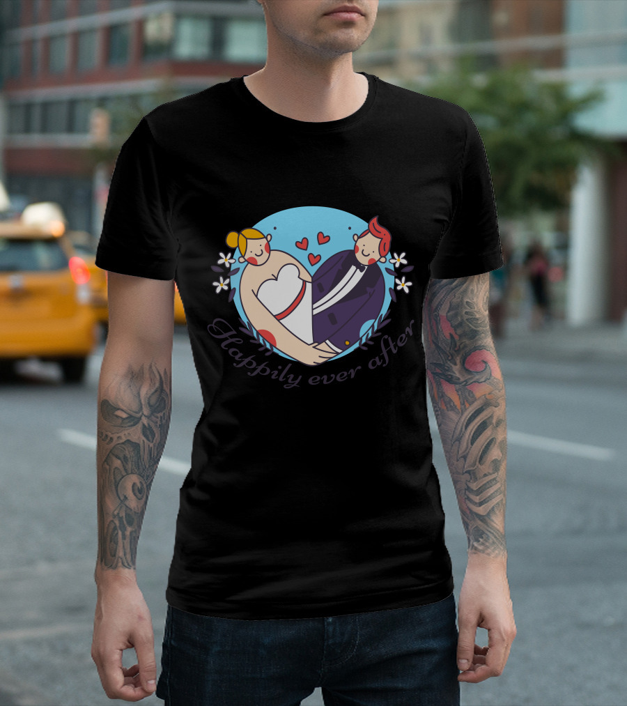 Happily Ever After Wedding Heart Couple T-Shirt