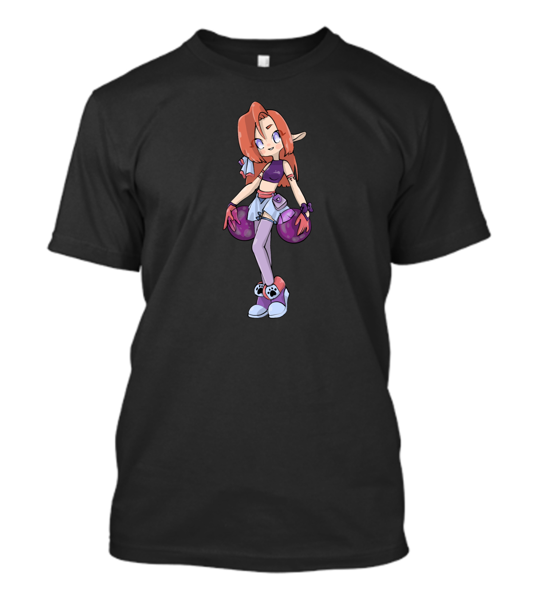Bubblegum Elf Colorful Anime Character With Purple Polka Dot Accessories T-Shirt