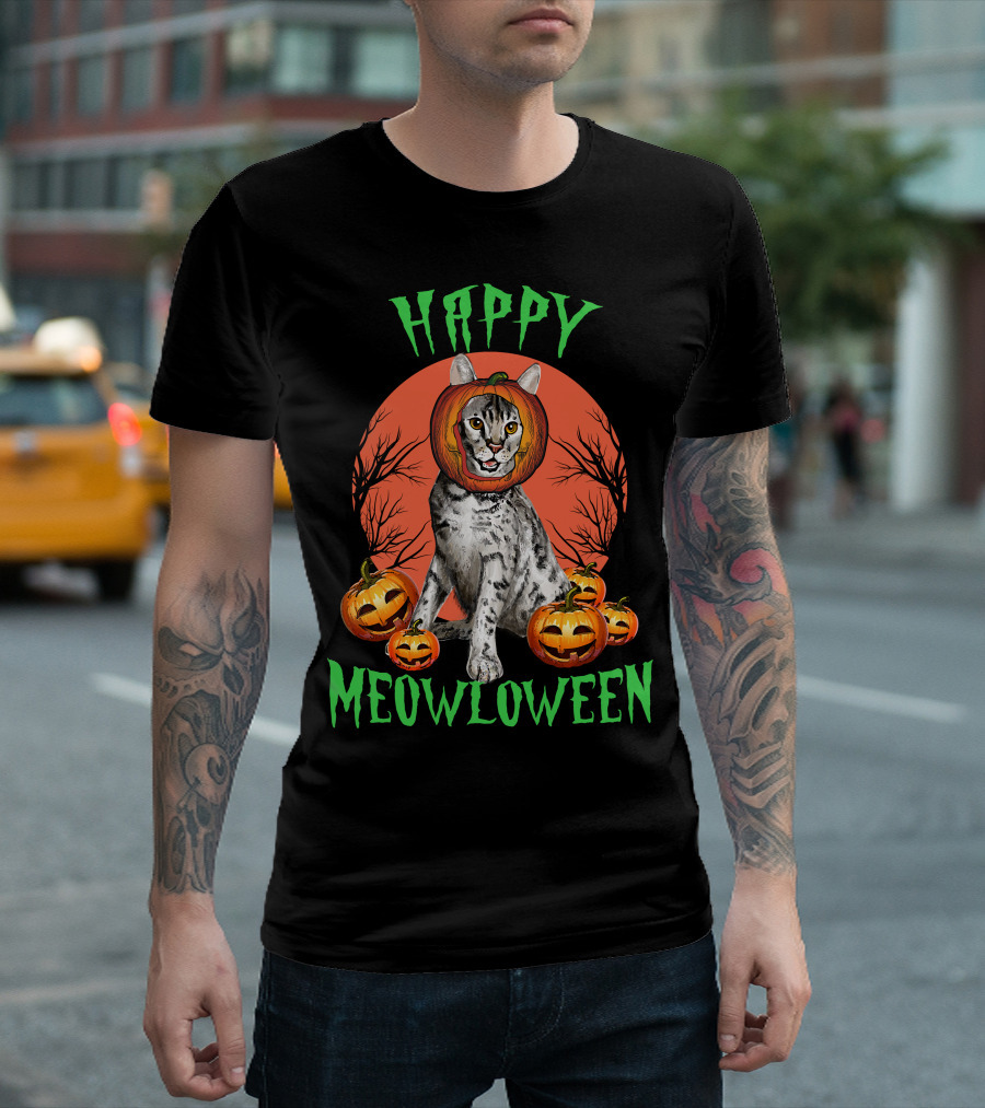 Happy Meowloween Cat Pumpkin T-Shirt