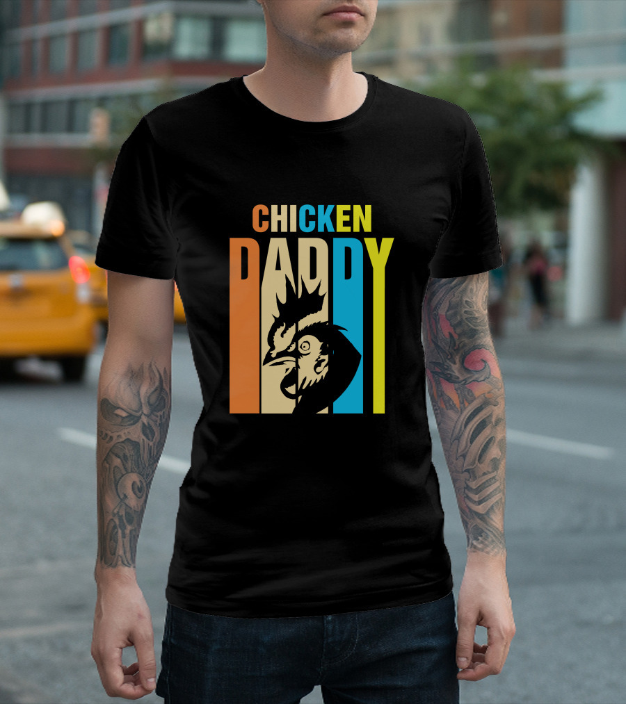 CHICKEN DADDY VINTAGE RETRO COLORFUL ROOSTER FATHER T-Shirt