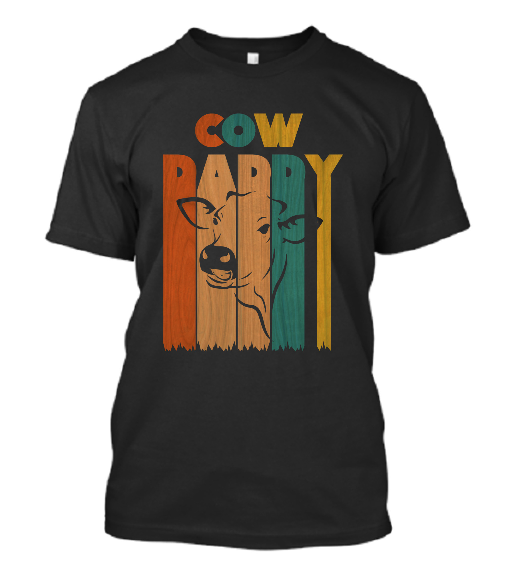 Cow Daddy Colorful Wood Texture Typography With Cow T-Shirt