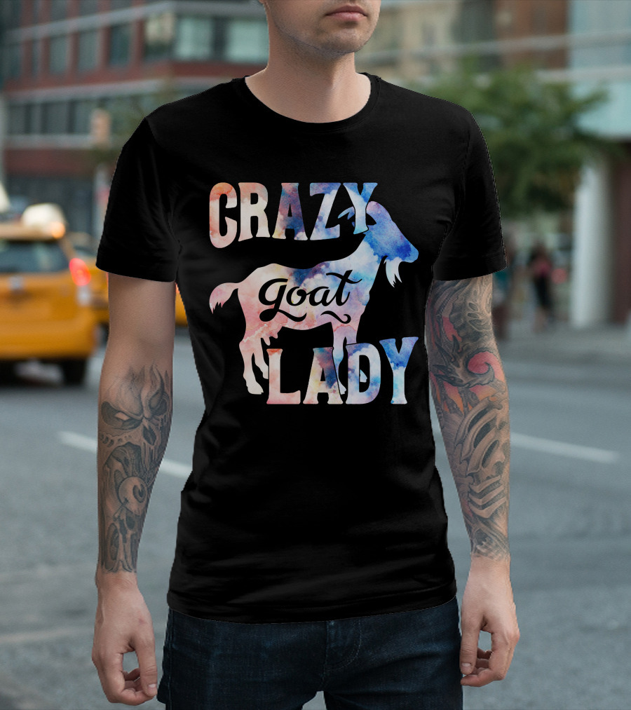Crazy Goat Lady Watercolor Goat T-Shirt