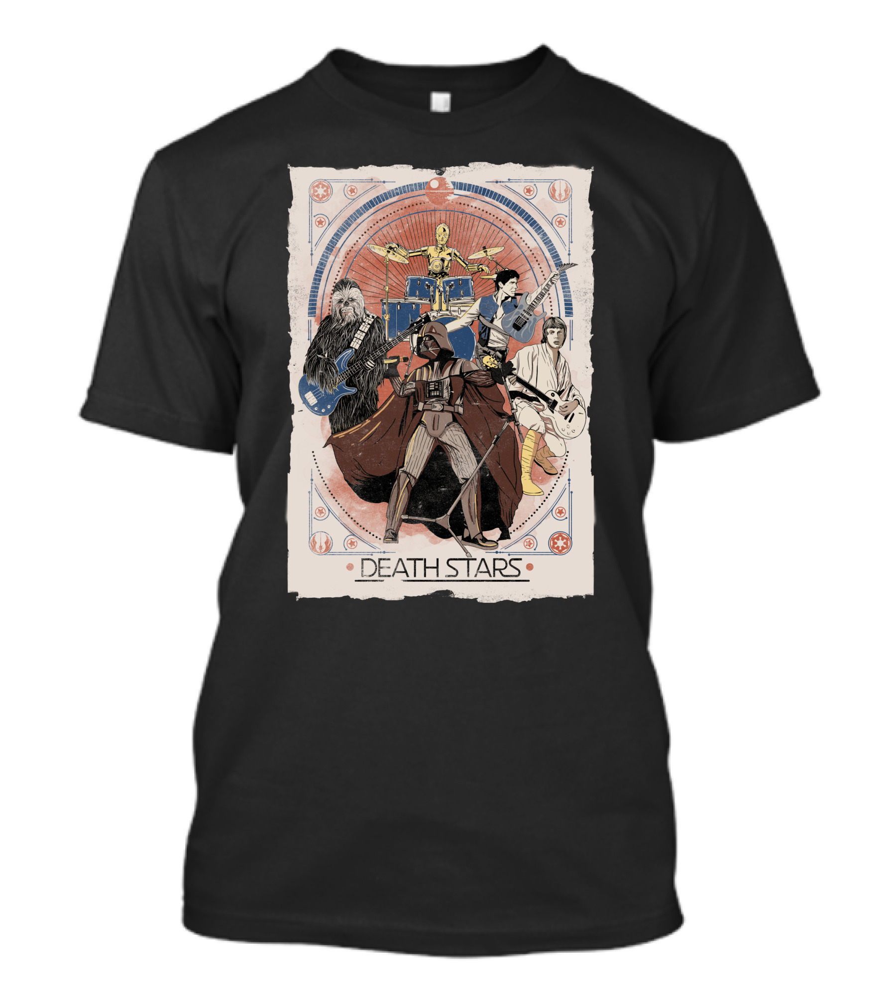 Death Stars Band With Iconic Sci-Fi Characters Playing Instruments T-Shirt