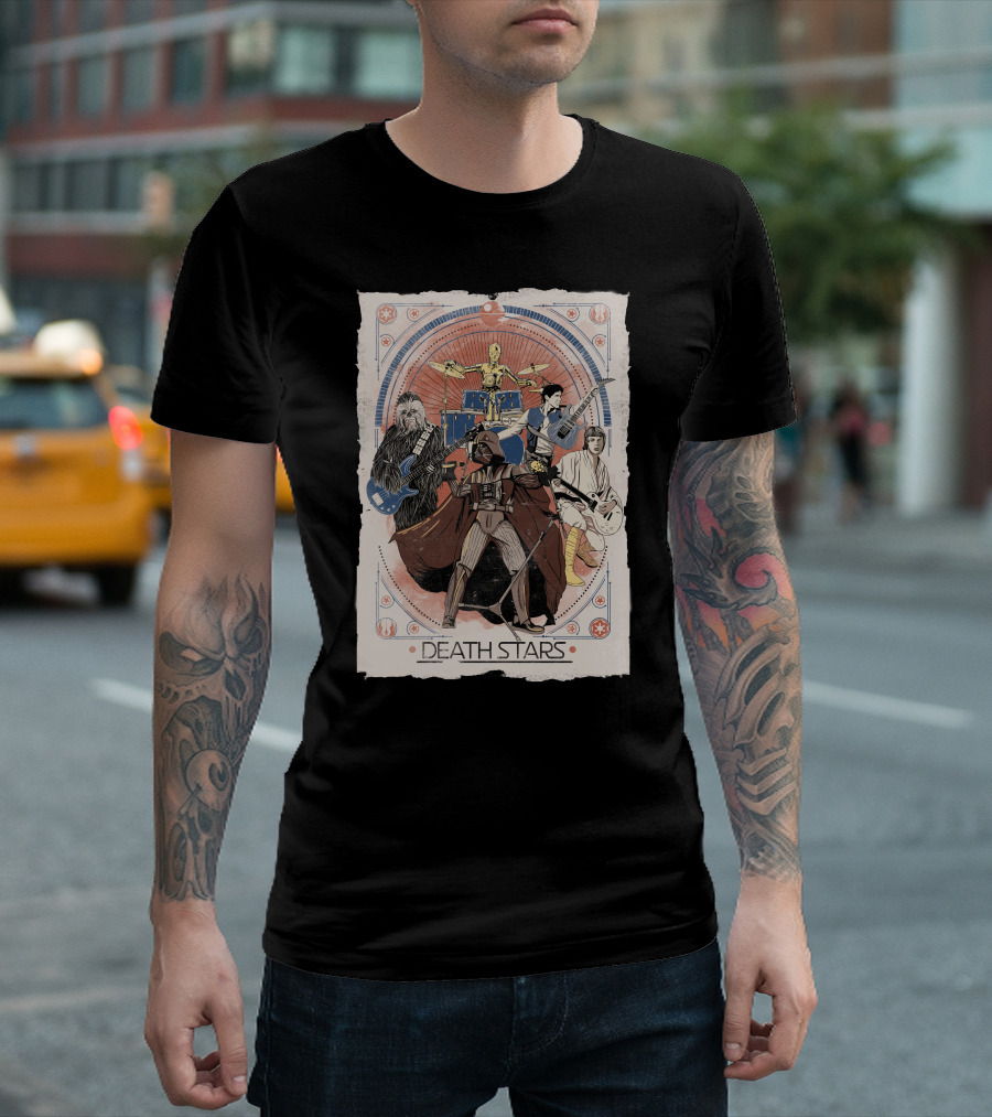 Death Stars Band With Iconic Sci-Fi Characters Playing Instruments T-Shirt
