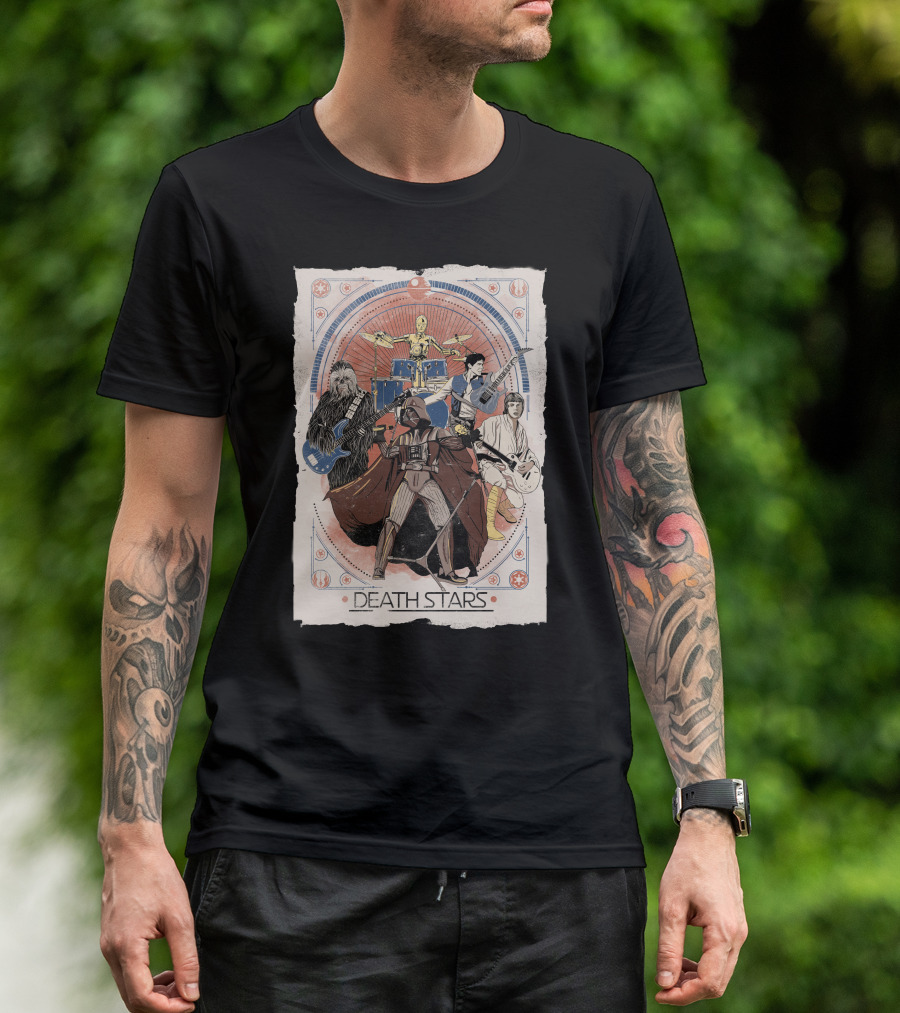 Death Stars Band With Iconic Sci-Fi Characters Playing Instruments T-Shirt