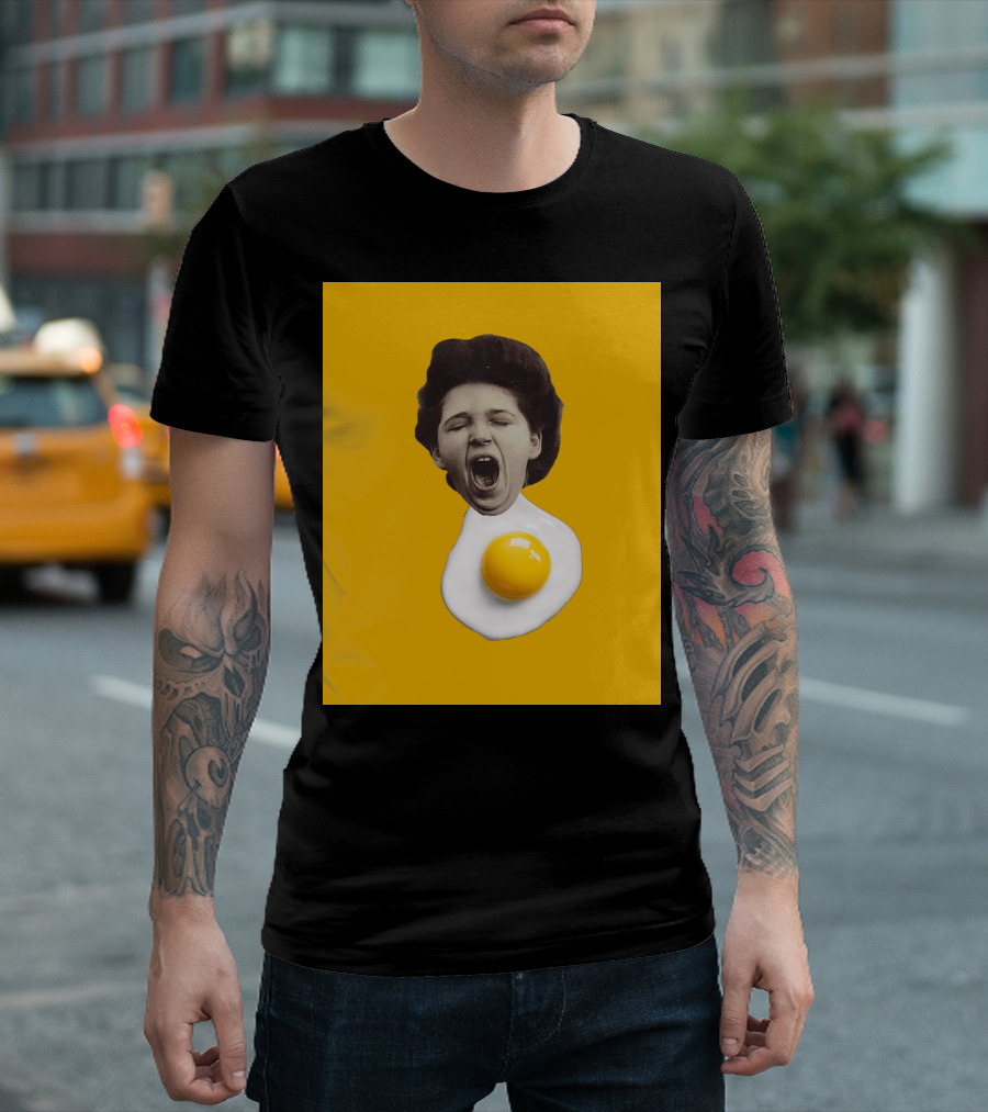 Egg Yawn Funny Surreal Collage Mashup T-Shirt
