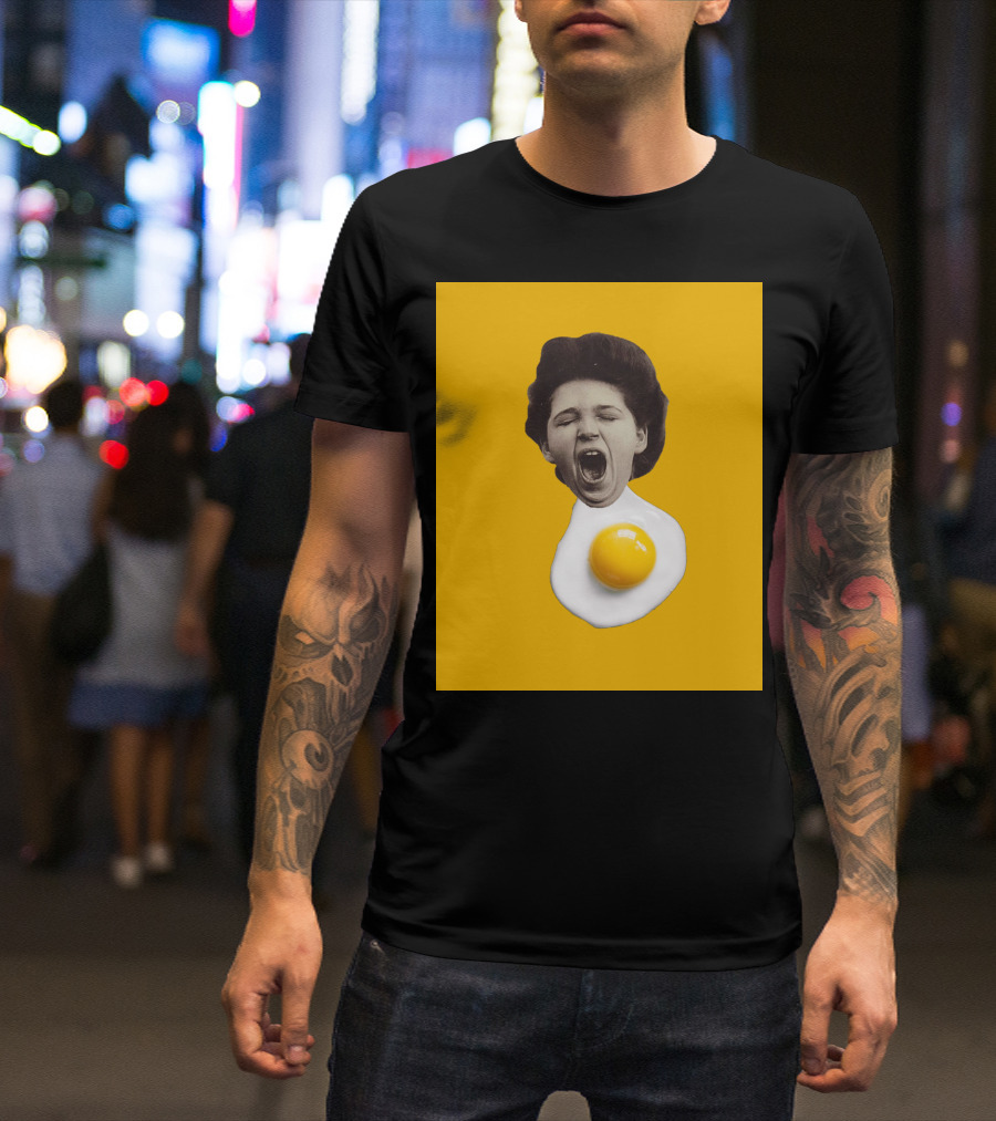 Egg Yawn Funny Surreal Collage Mashup T-Shirt