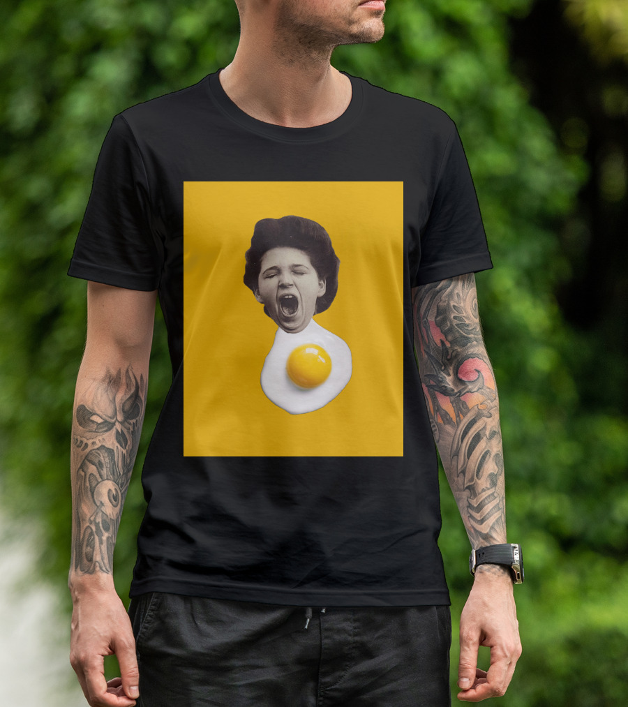 Egg Yawn Funny Surreal Collage Mashup T-Shirt