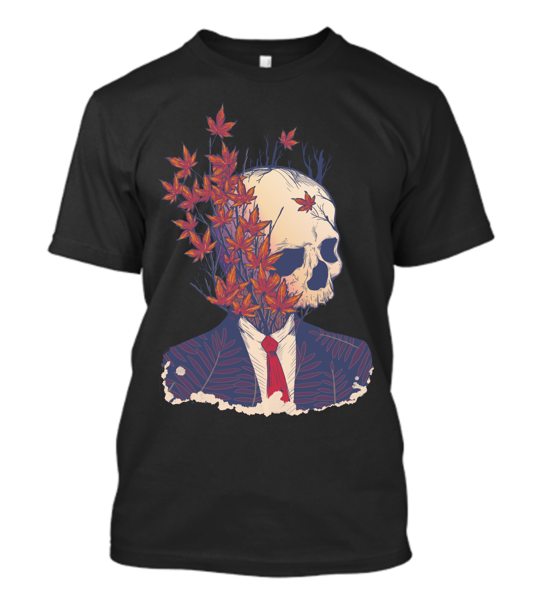 Fall Guy Skeleton In Suit With Autumn Leaves T-Shirt
