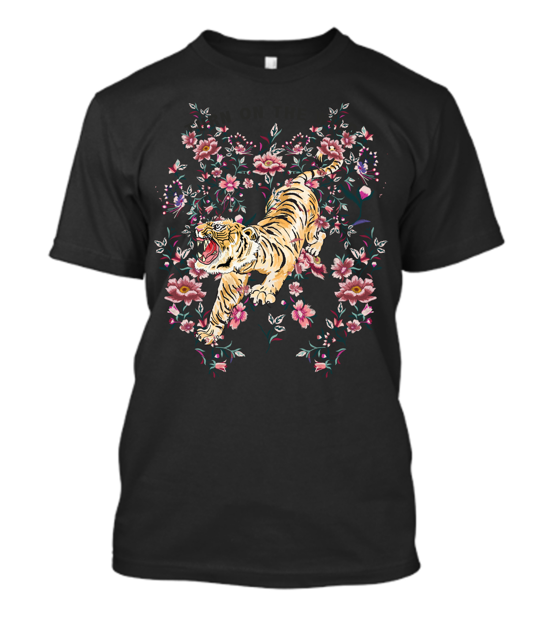 Floral Tiger On The Move With Blossoms T-Shirt