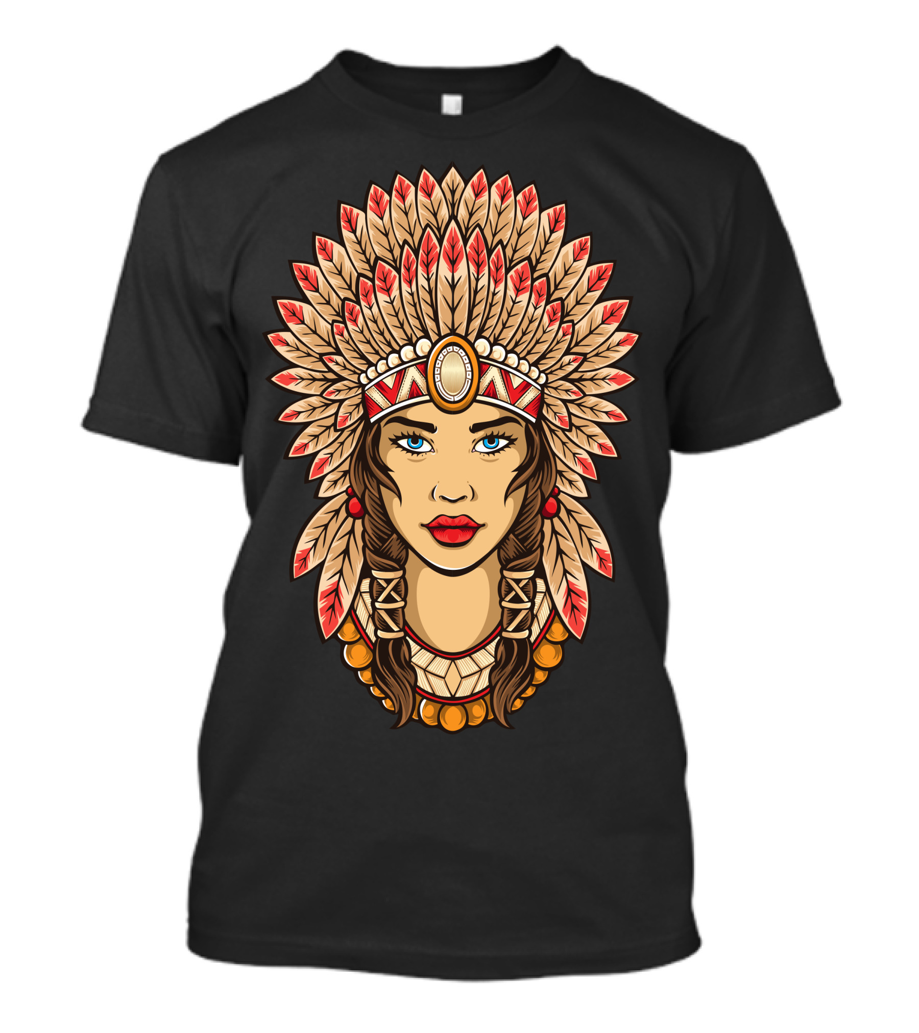 Girl Indian Headdress Feather T-Shirt