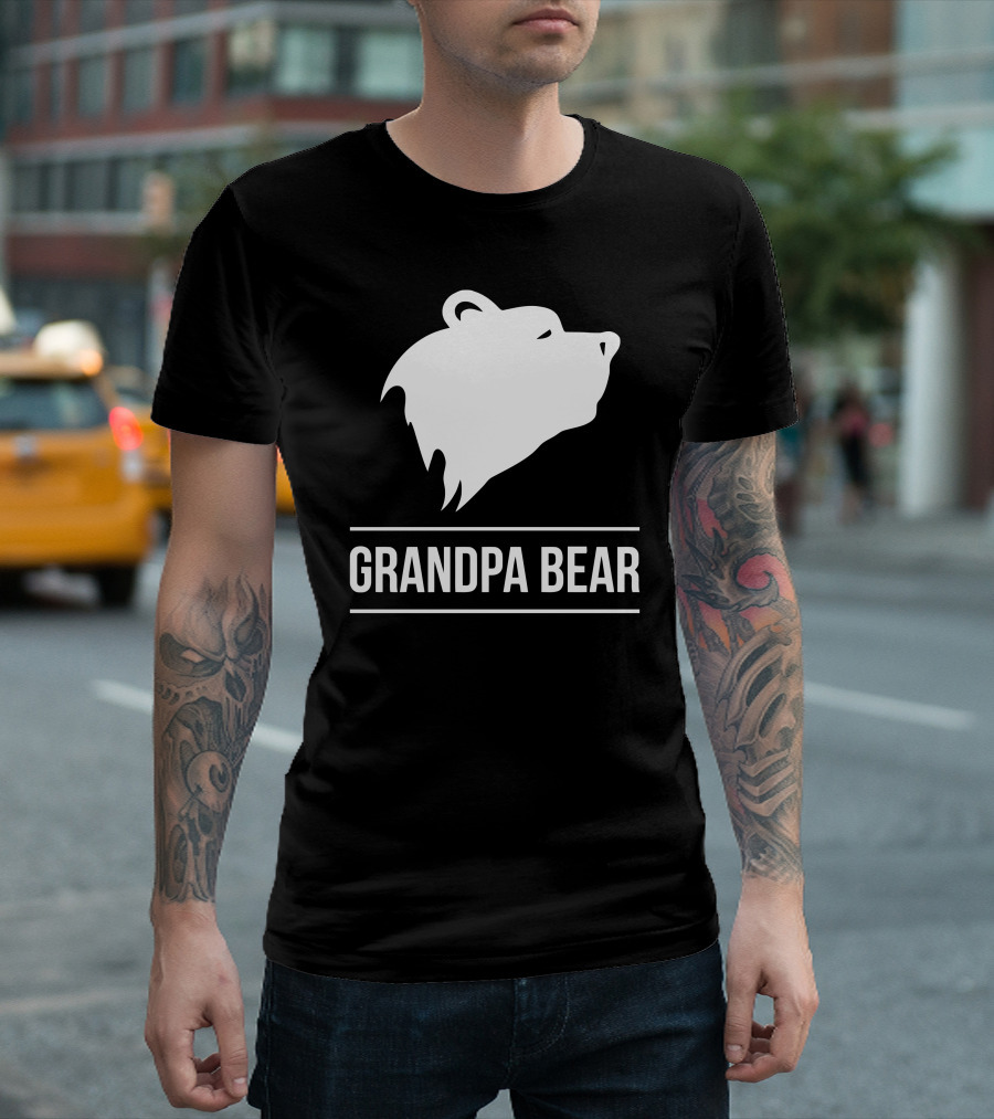 Grandpa Bear Silhouette Head Outline T-Shirt
