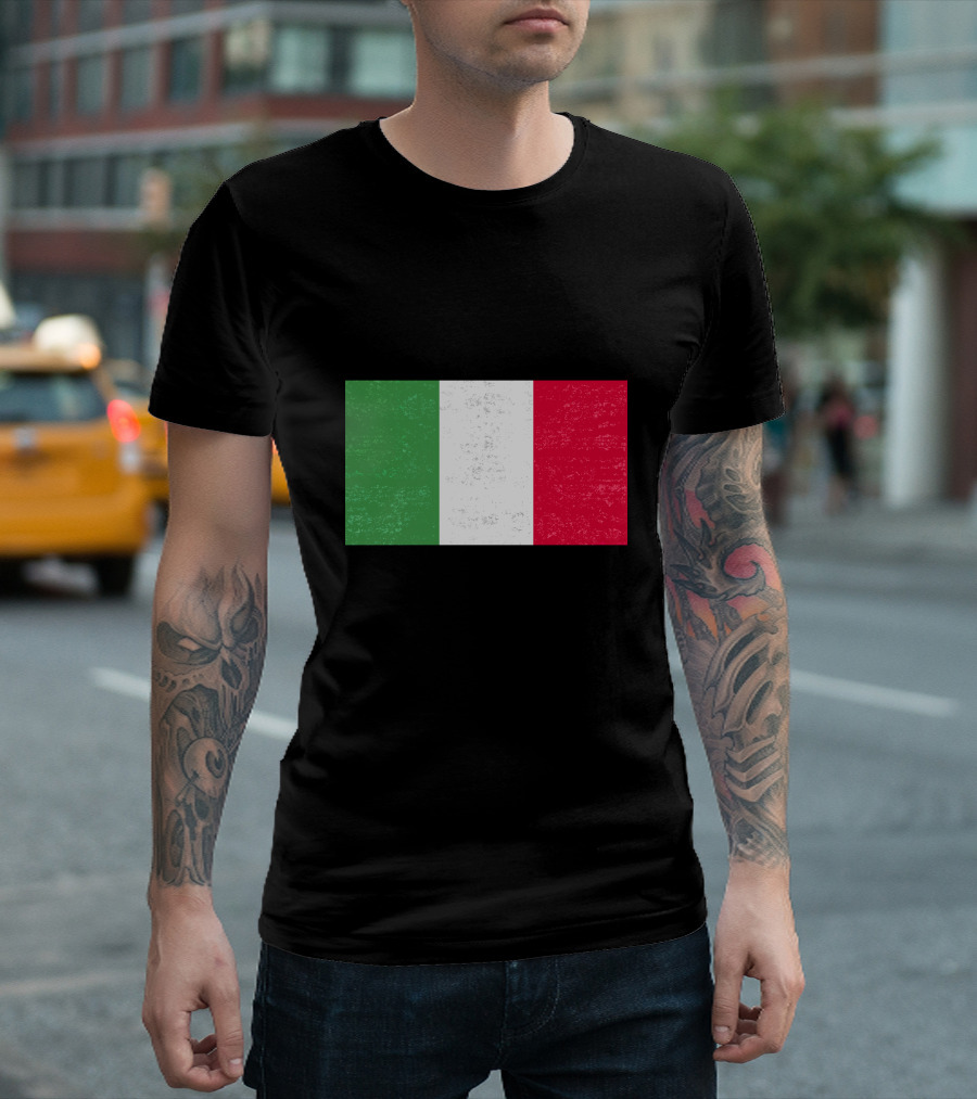 Grunge Aged Italian Flag Distressed Texture T-Shirt