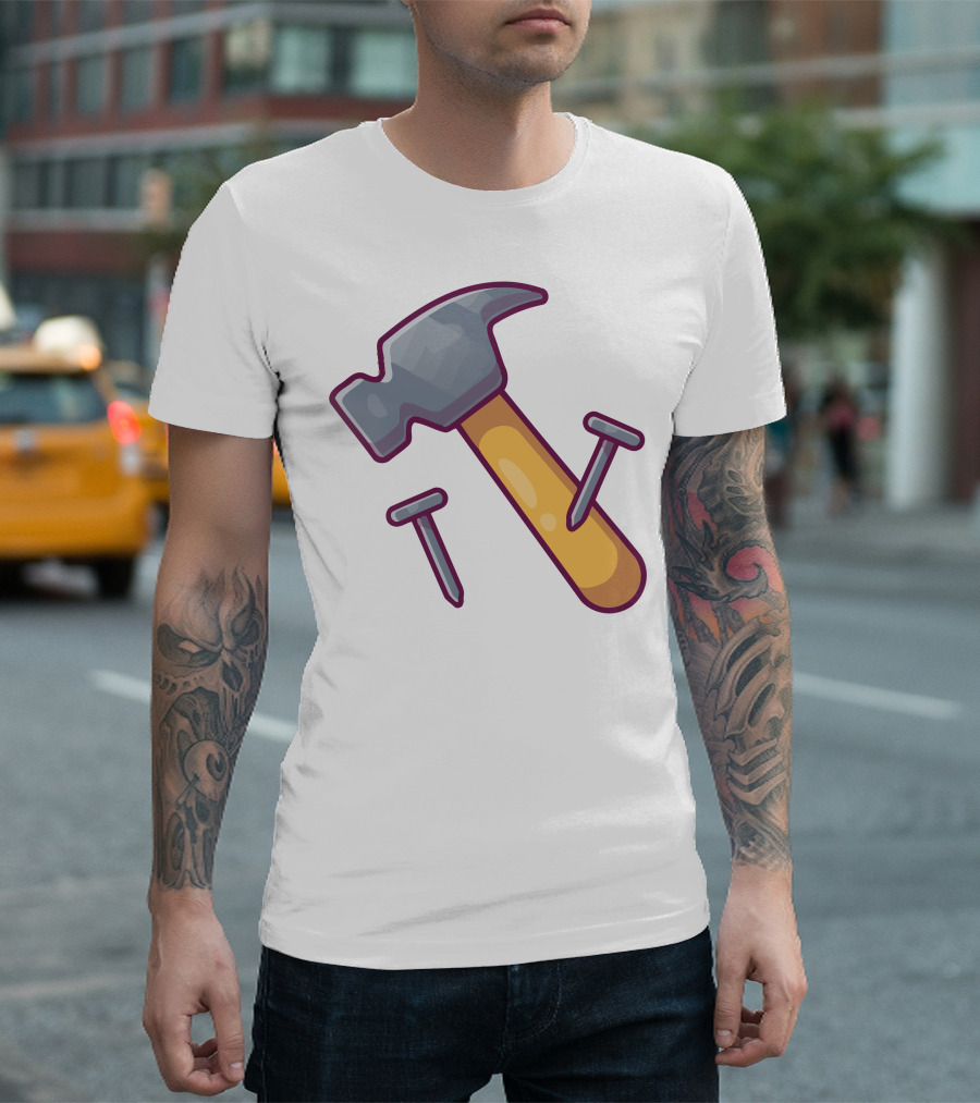 Hammer And Nail Cartoon T-Shirt