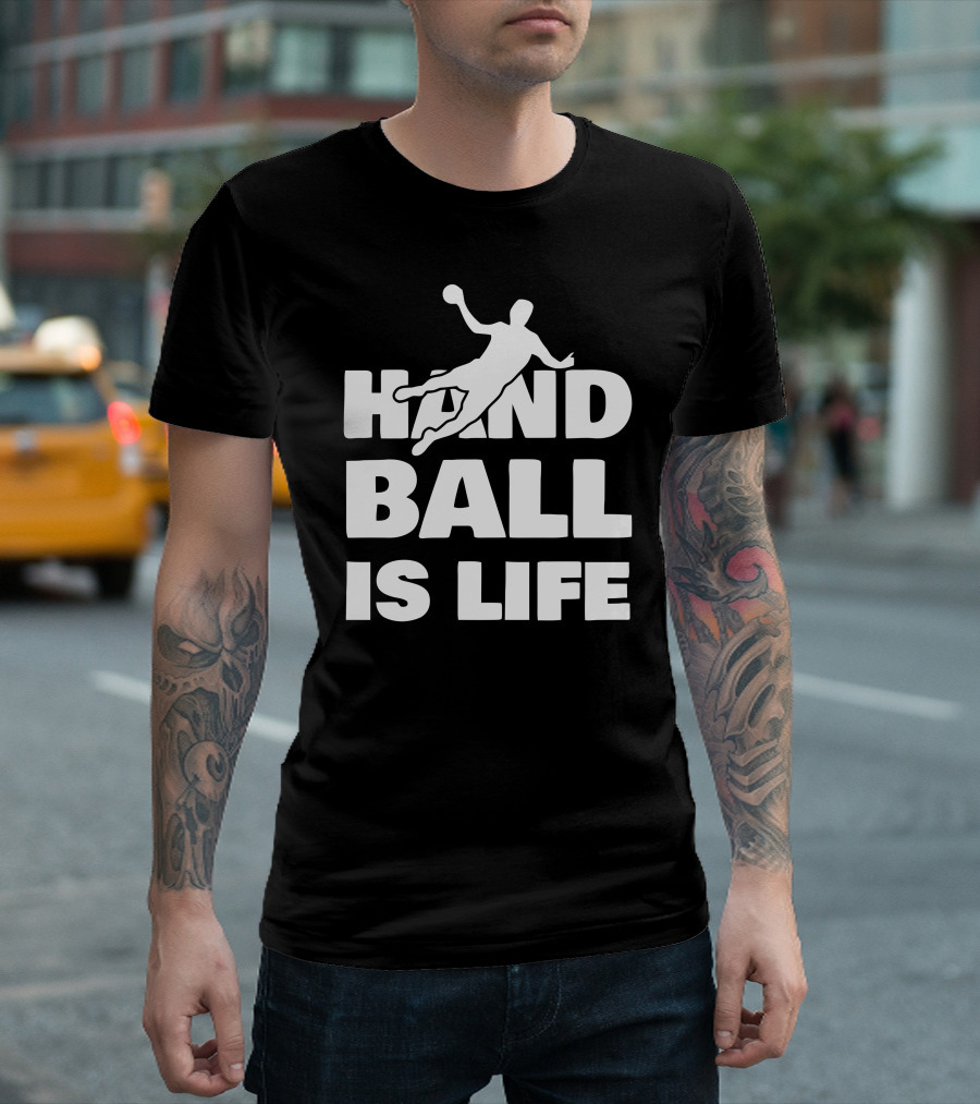 Handball Is Life Player Silhouette Action T-Shirt