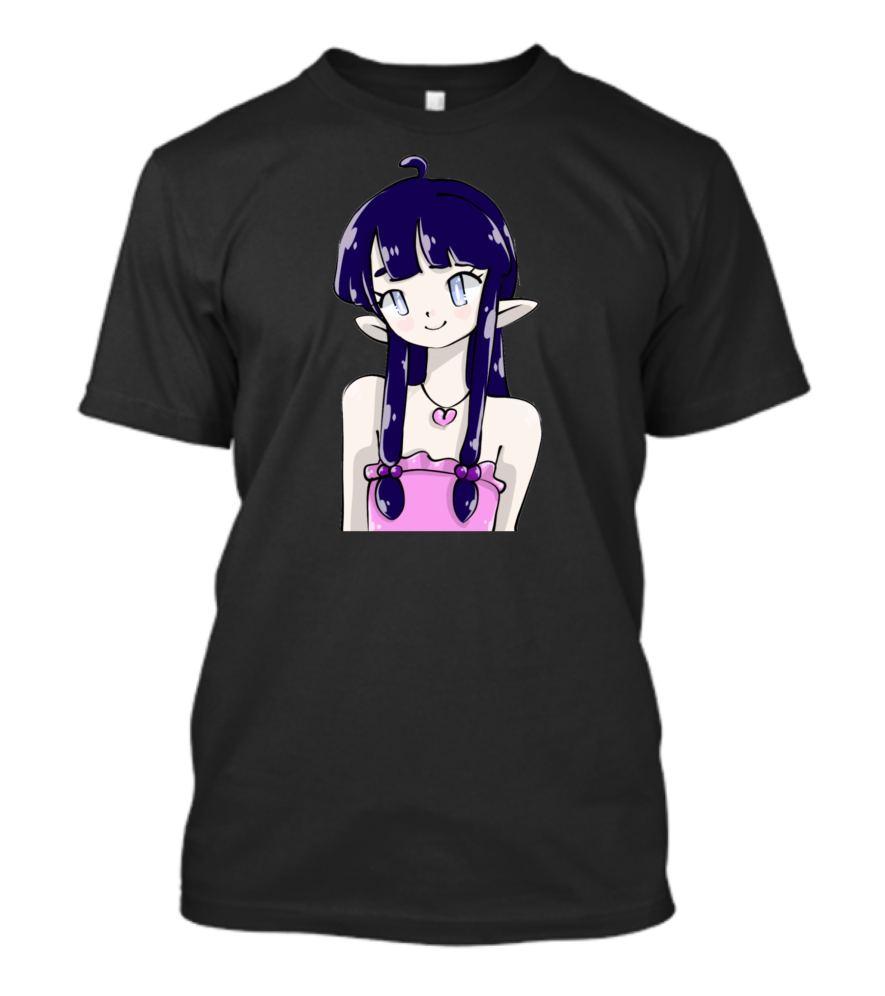 Himari Kawaii Anime Girl With Heart Necklace And Purple Hair T-Shirt