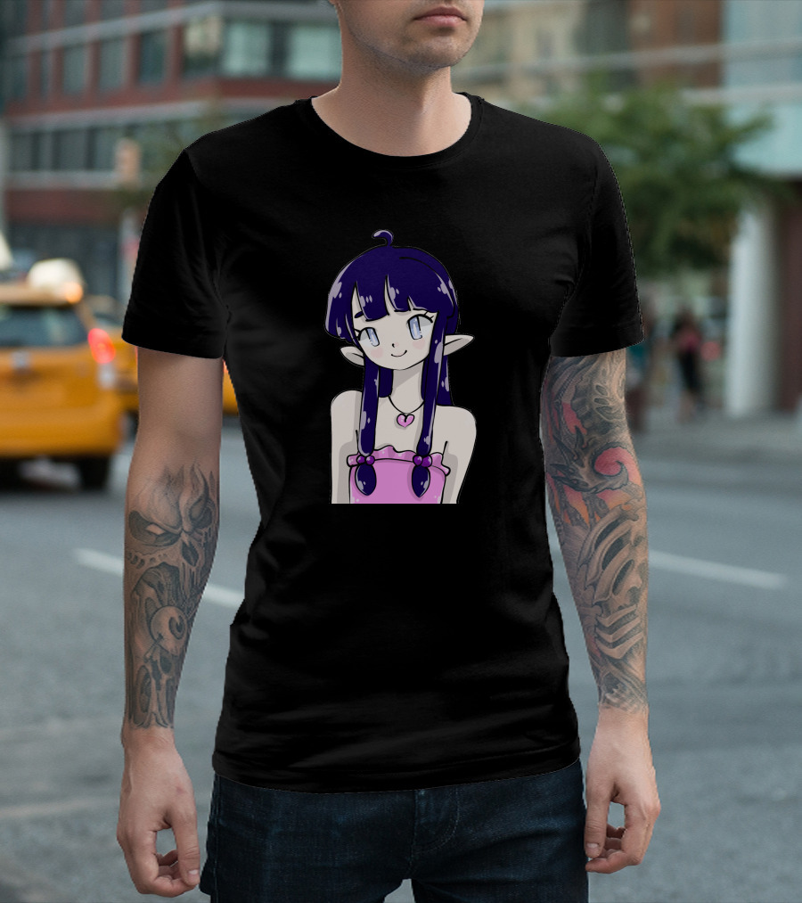 Himari Kawaii Anime Girl With Heart Necklace And Purple Hair T-Shirt