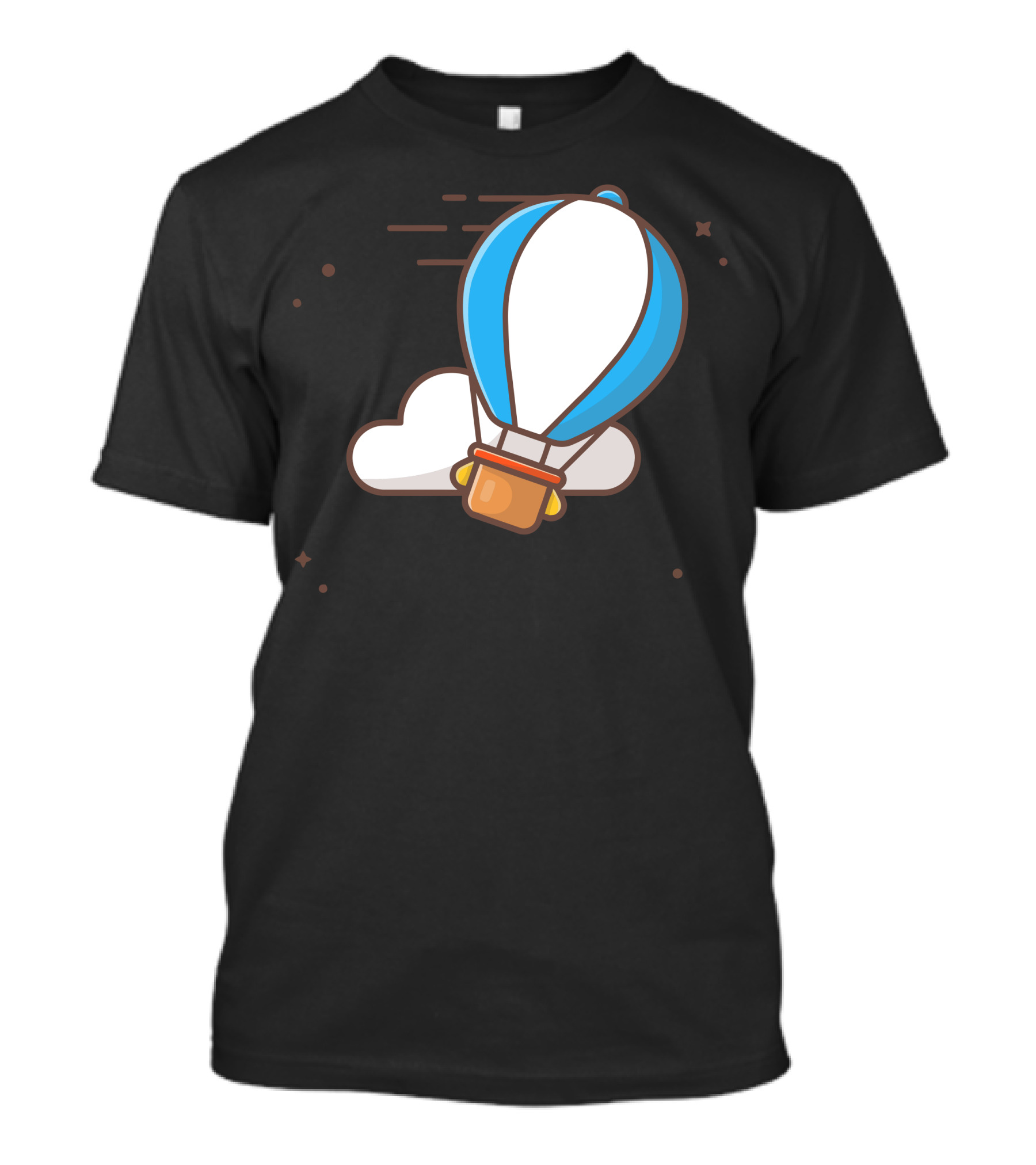 Hot Air Balloon Adventure With Cloudy Sky And Stars T-Shirt