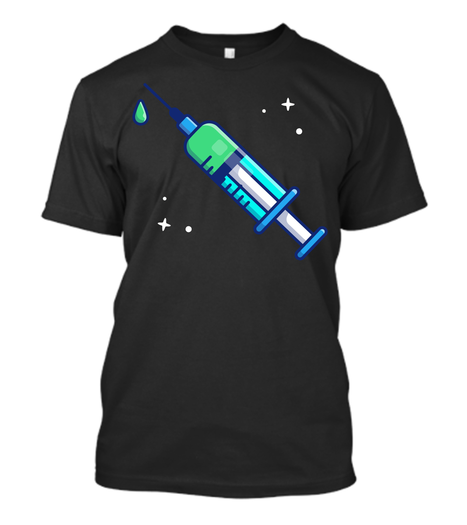 Injection Medical Syringe With Green Liquid And Stars T-Shirt