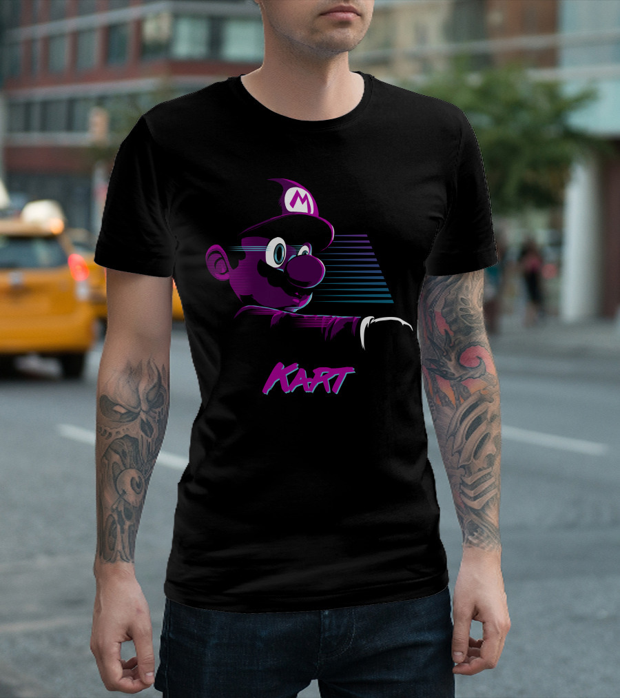 Mario Retro Neon Kart Racer T-Shirt