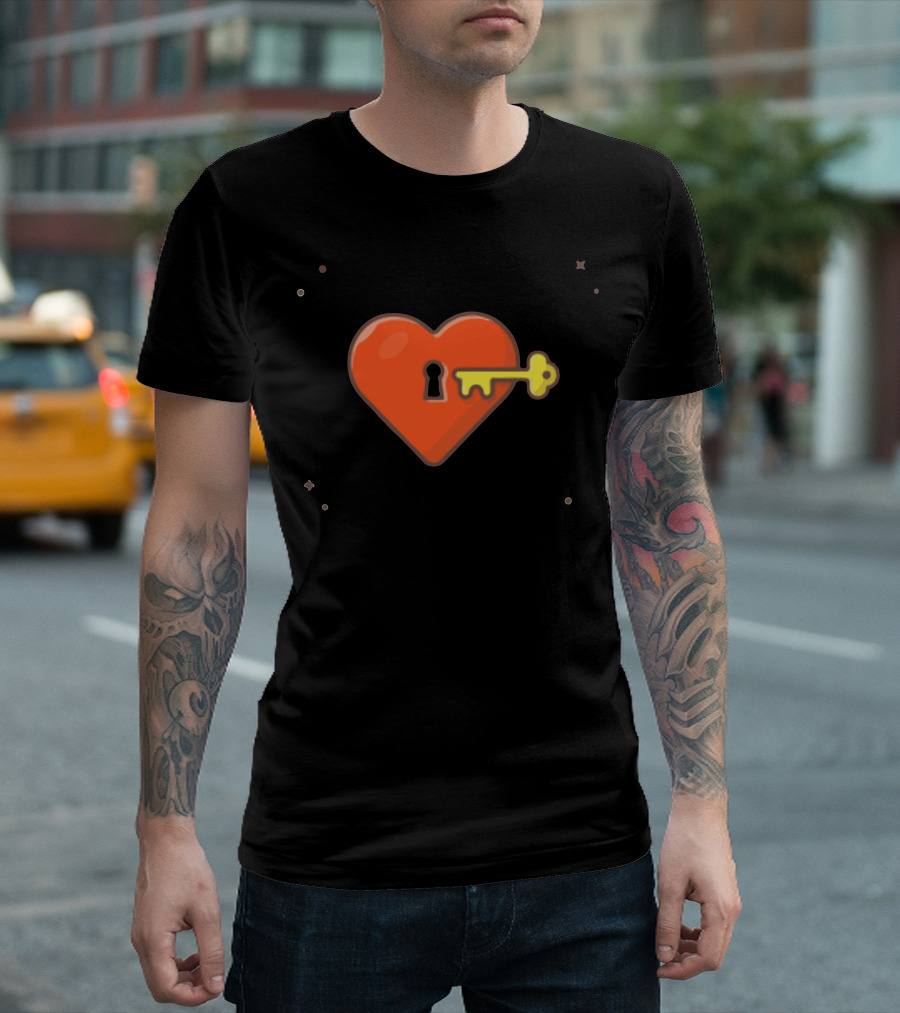 Love Heart and Keyhole with Golden Key T-Shirt