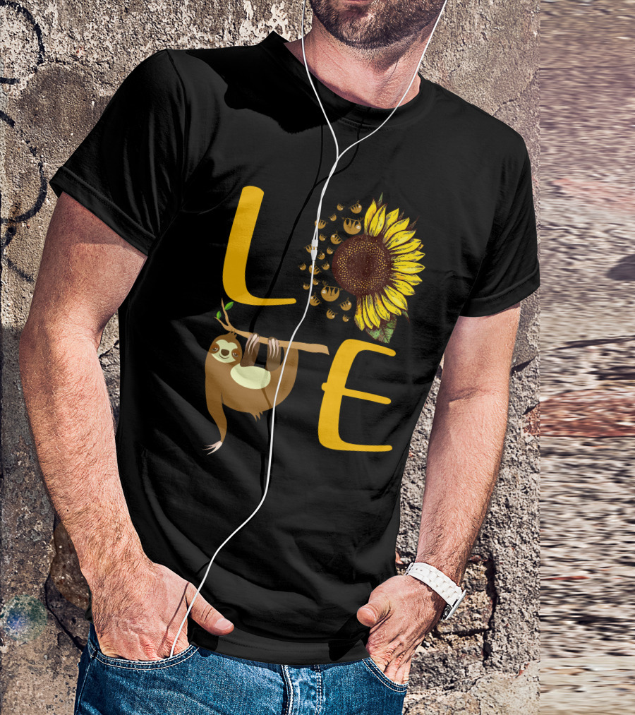LOVE Sloth Sunflower Bees T-Shirt