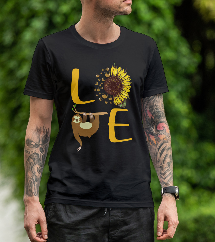 LOVE Sloth Sunflower Bees T-Shirt