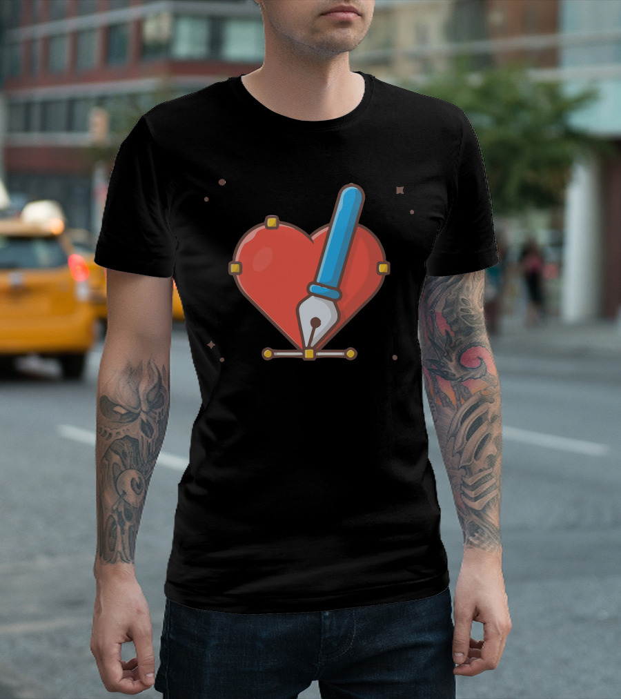 Love With Pen Tool Cursor Heart Icon with Vector Elements T-Shirt