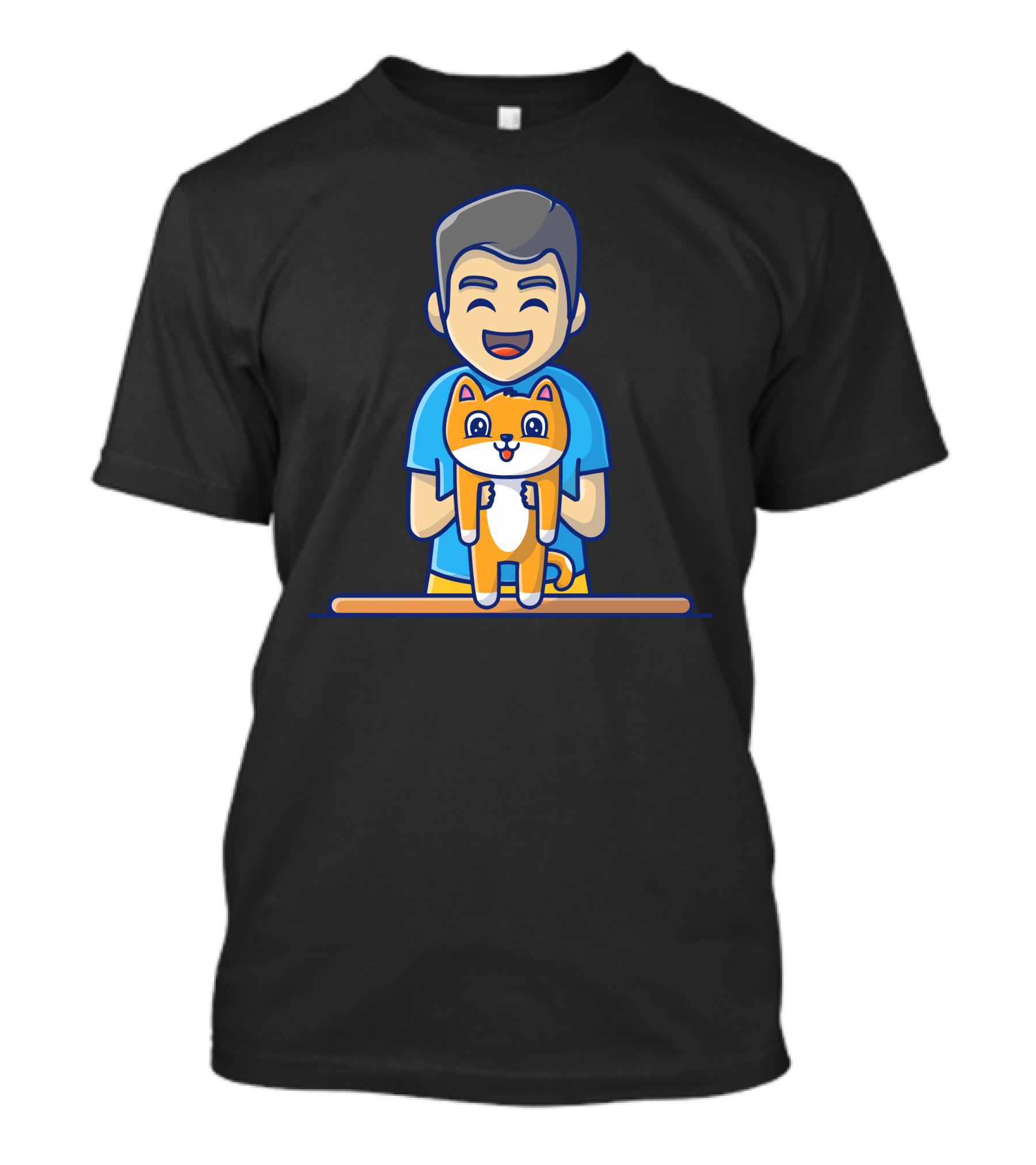 Man With Smiling Cat T-Shirt