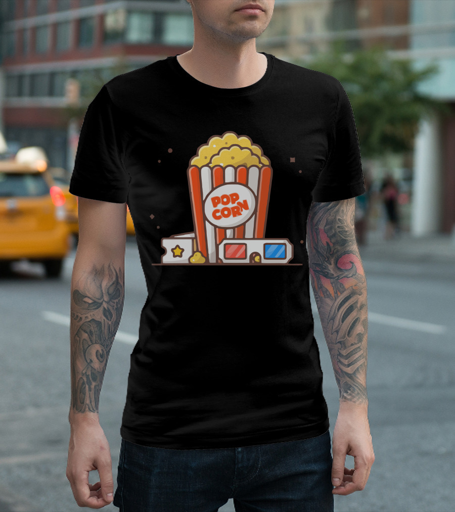 Movie Time Popcorn 3D Glasses Movie Ticket T-Shirt