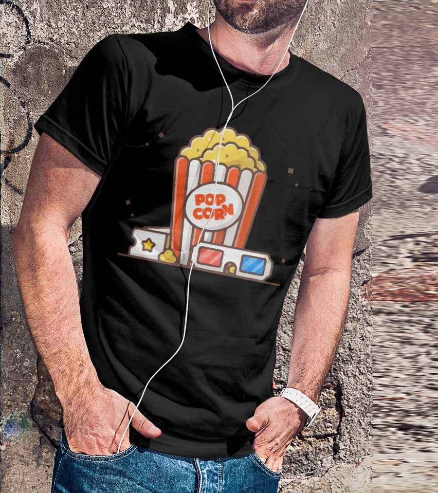 Movie Time Popcorn 3D Glasses Movie Ticket T-Shirt