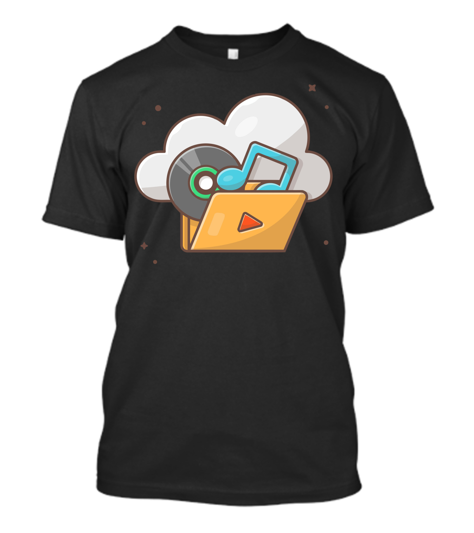 Vinyl Cloud Storage With Music Note And Play T-Shirt