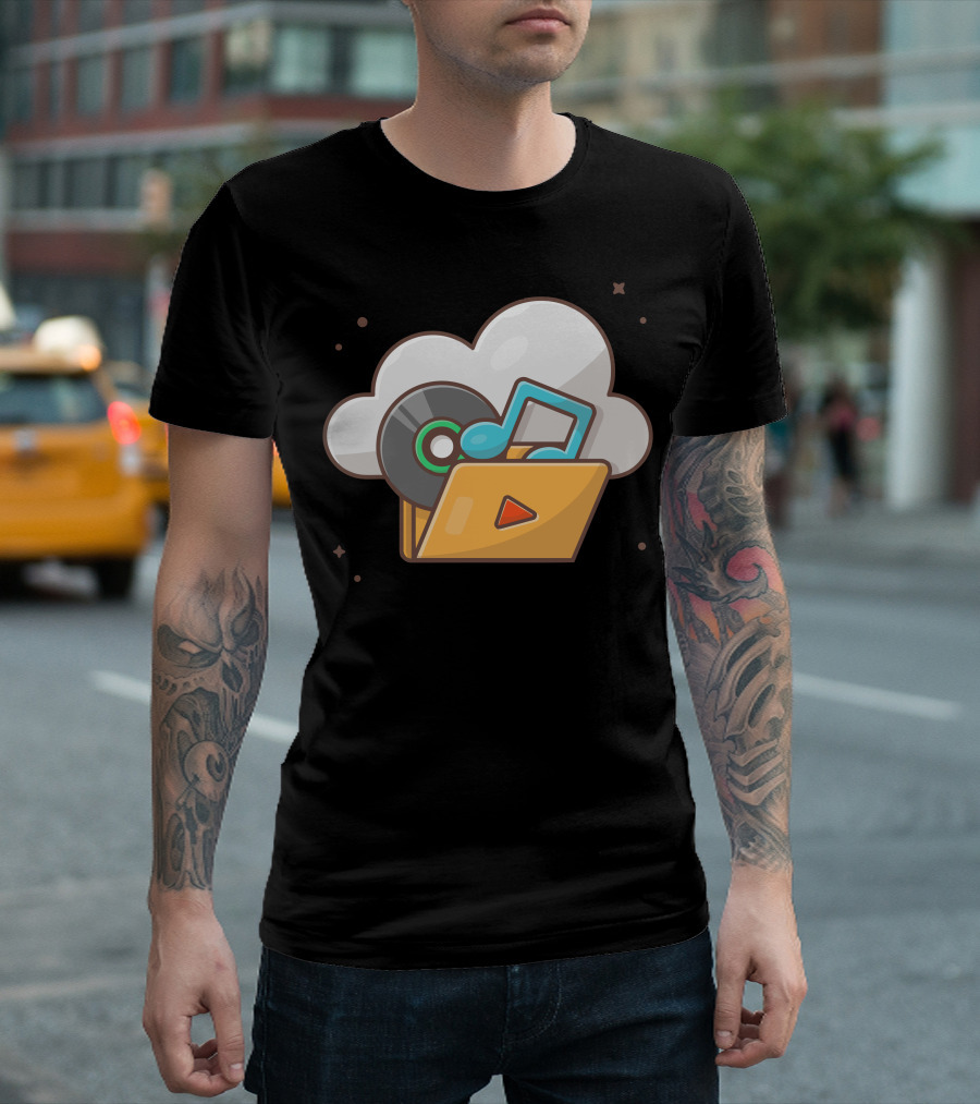 Vinyl Cloud Storage With Music Note And Play T-Shirt