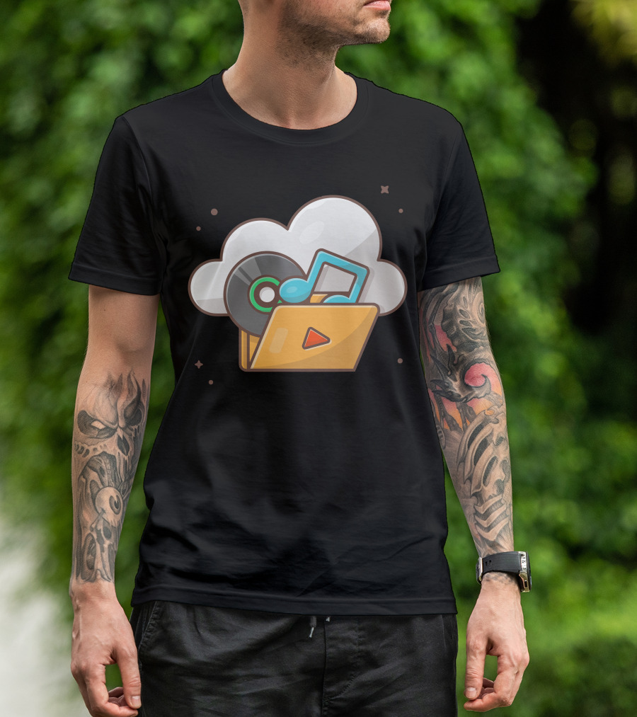 Vinyl Cloud Storage With Music Note And Play T-Shirt