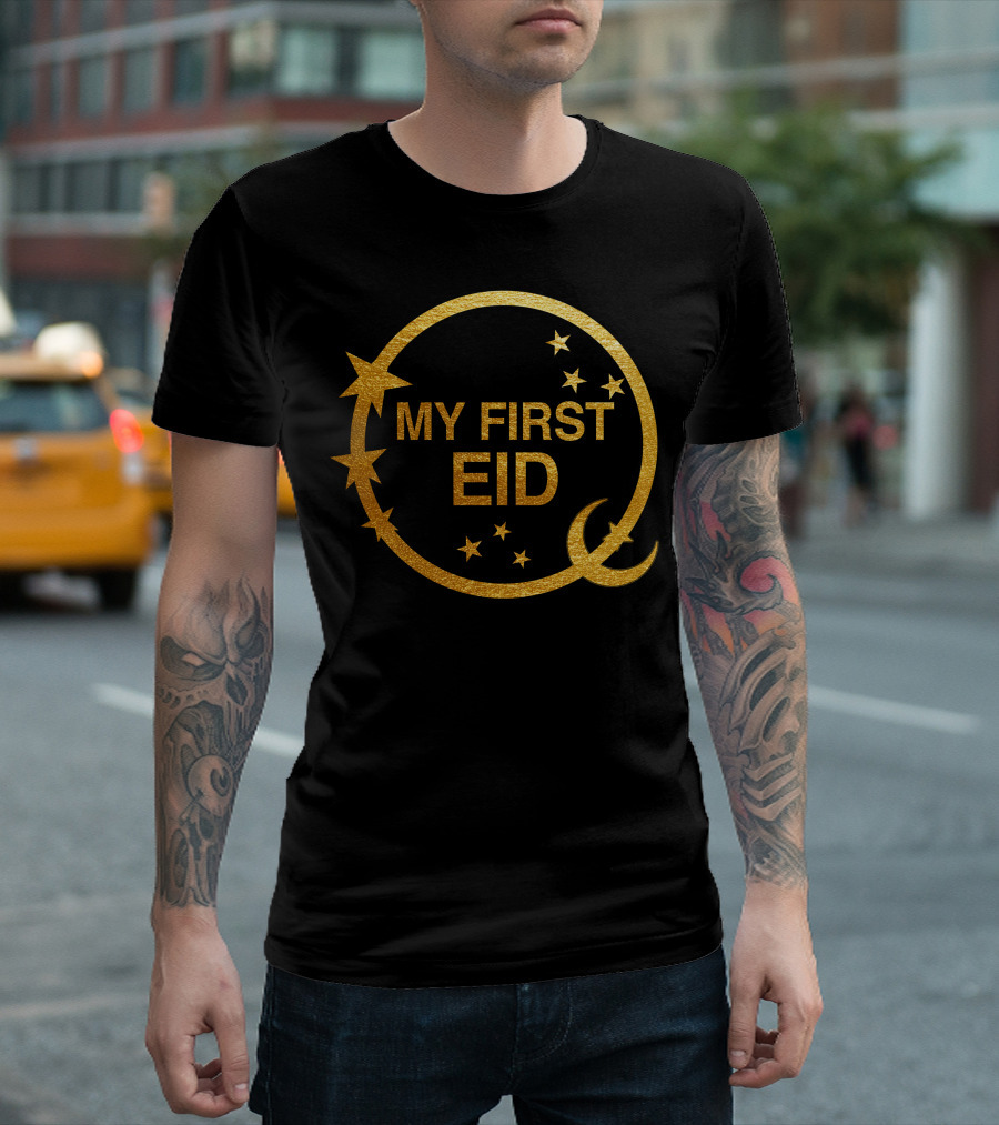 My First Eid Gold Moon and Stars T-Shirt