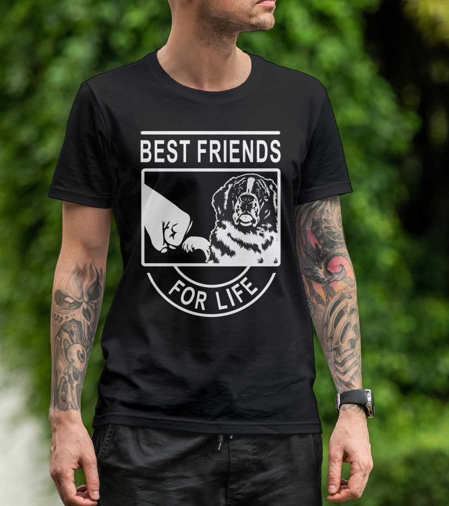 Newfoundland Dog Best Friends Fist Bump For Life T-Shirt