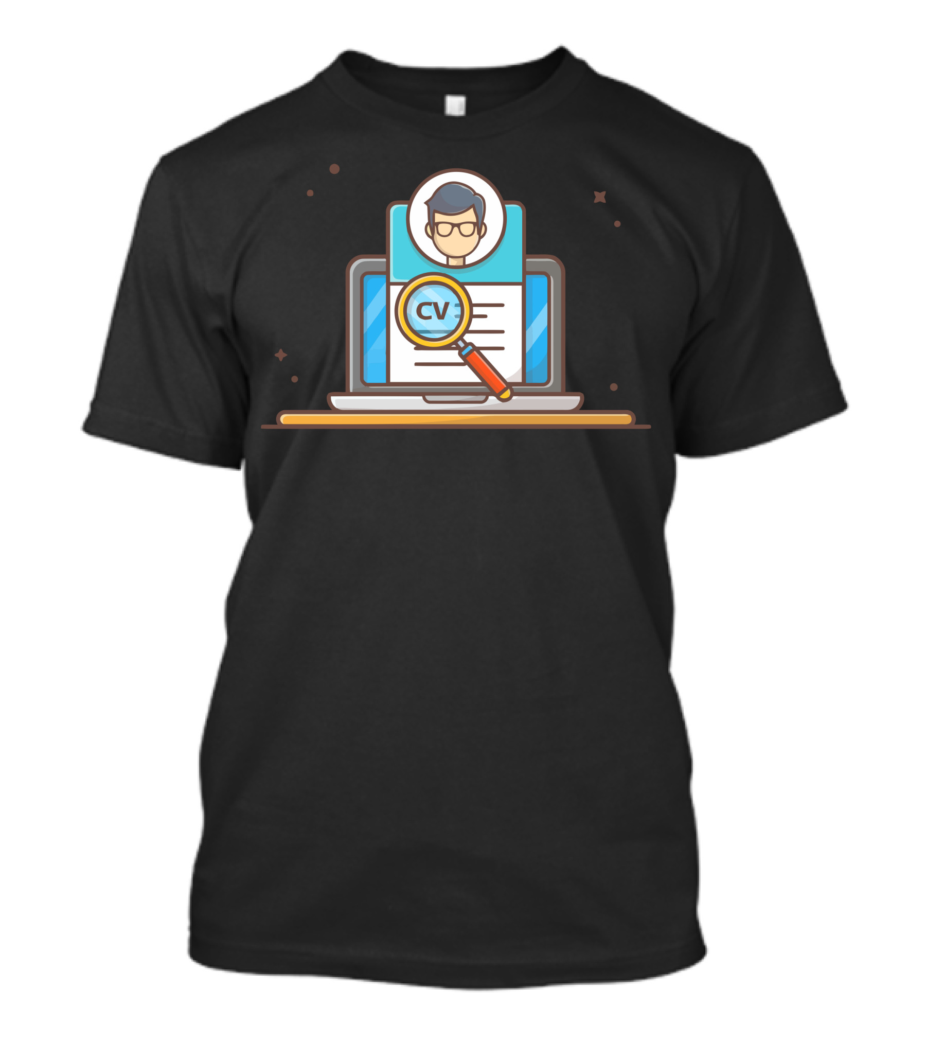 Laptop Resume Search CV Magnifying Glass T-Shirt