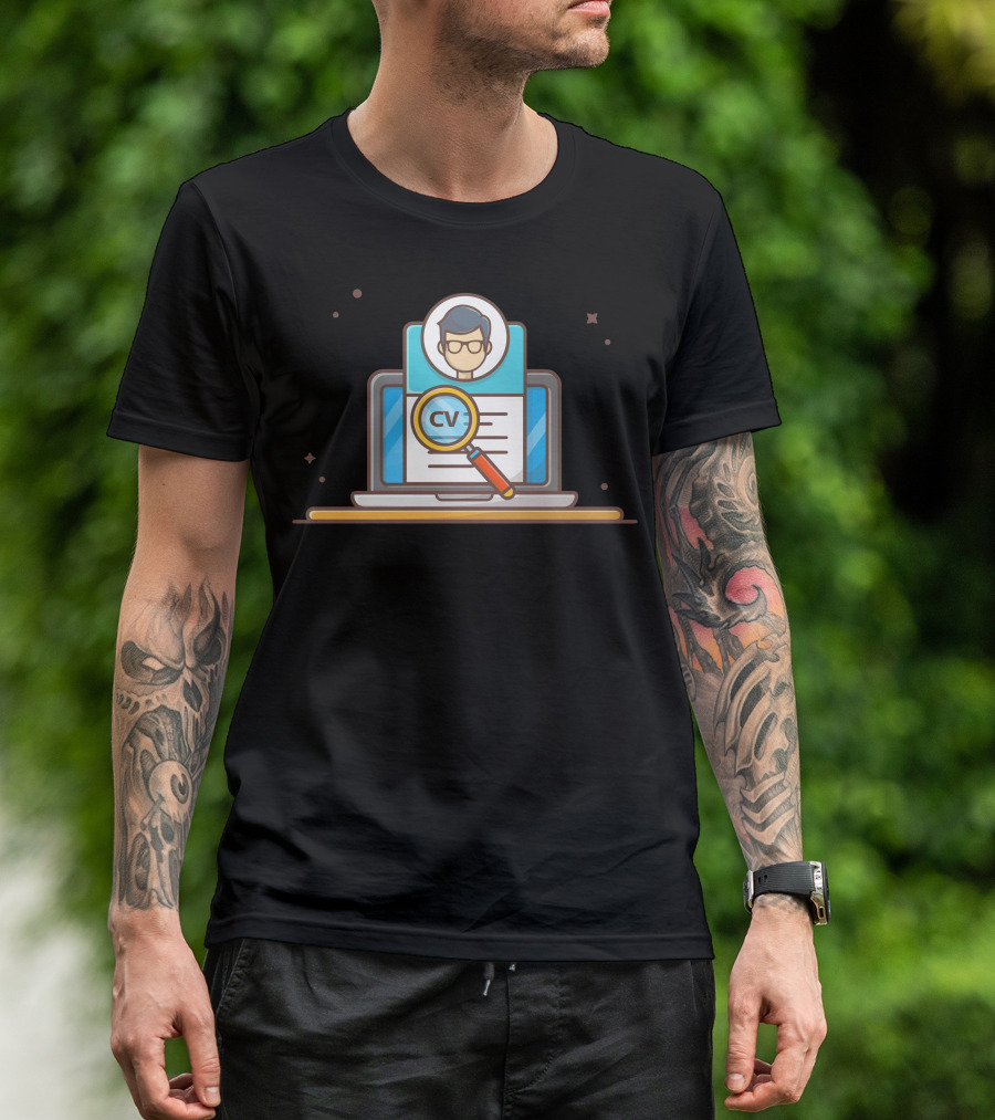Laptop Resume Search CV Magnifying Glass T-Shirt