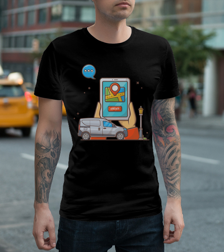 Order Navigation with Online Transportation Location and Vehicle Tracking T-Shirt