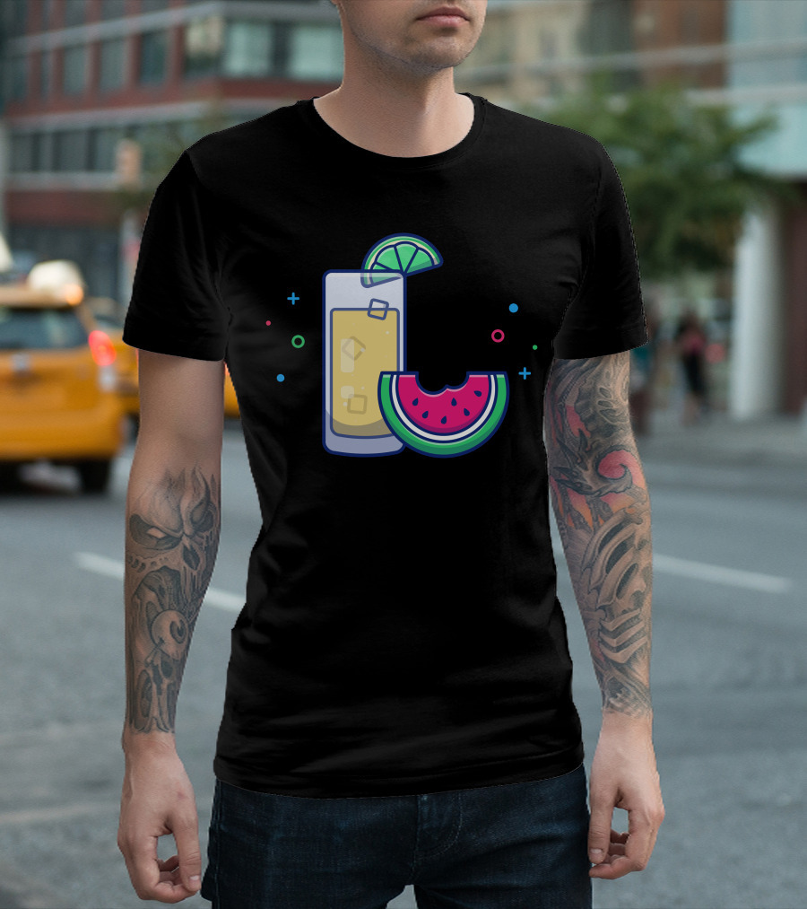 Orange Juice With Watermelon Slice And Lime Garnish T-Shirt
