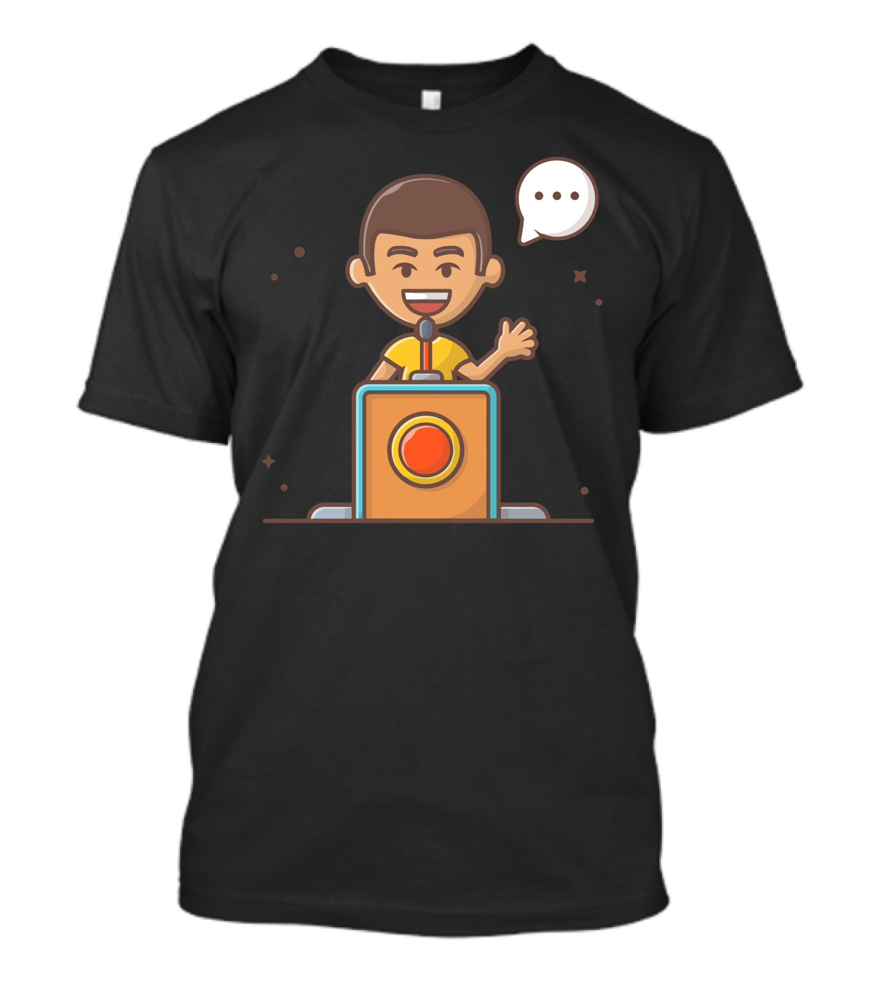 People Talking On Pulpit Cartoon Character At Microphone With Speech Bubble T-Shirt