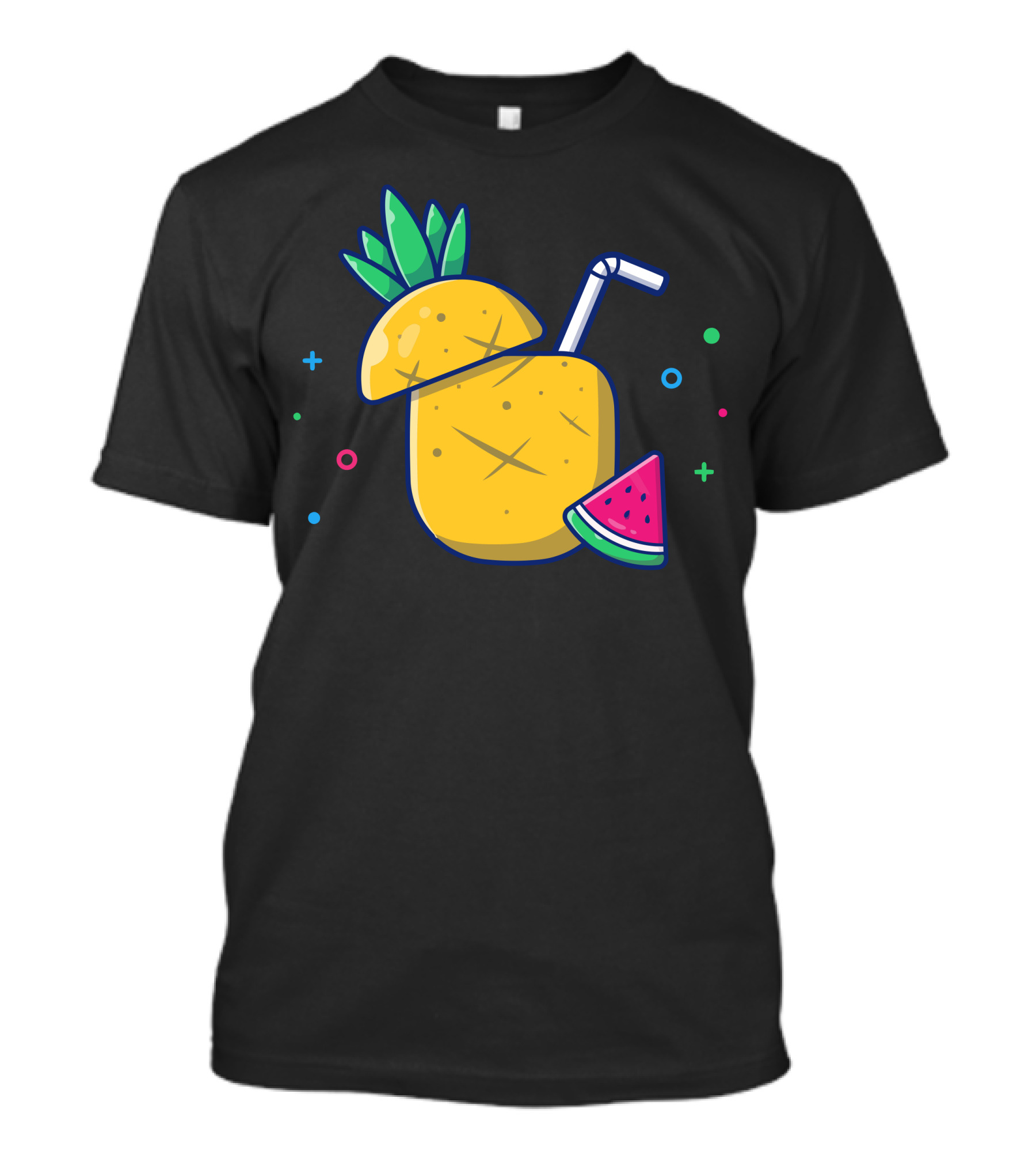 Pineapple Watermelon Tropical Drink Combo With Straw And Colorful Elements T-Shirt