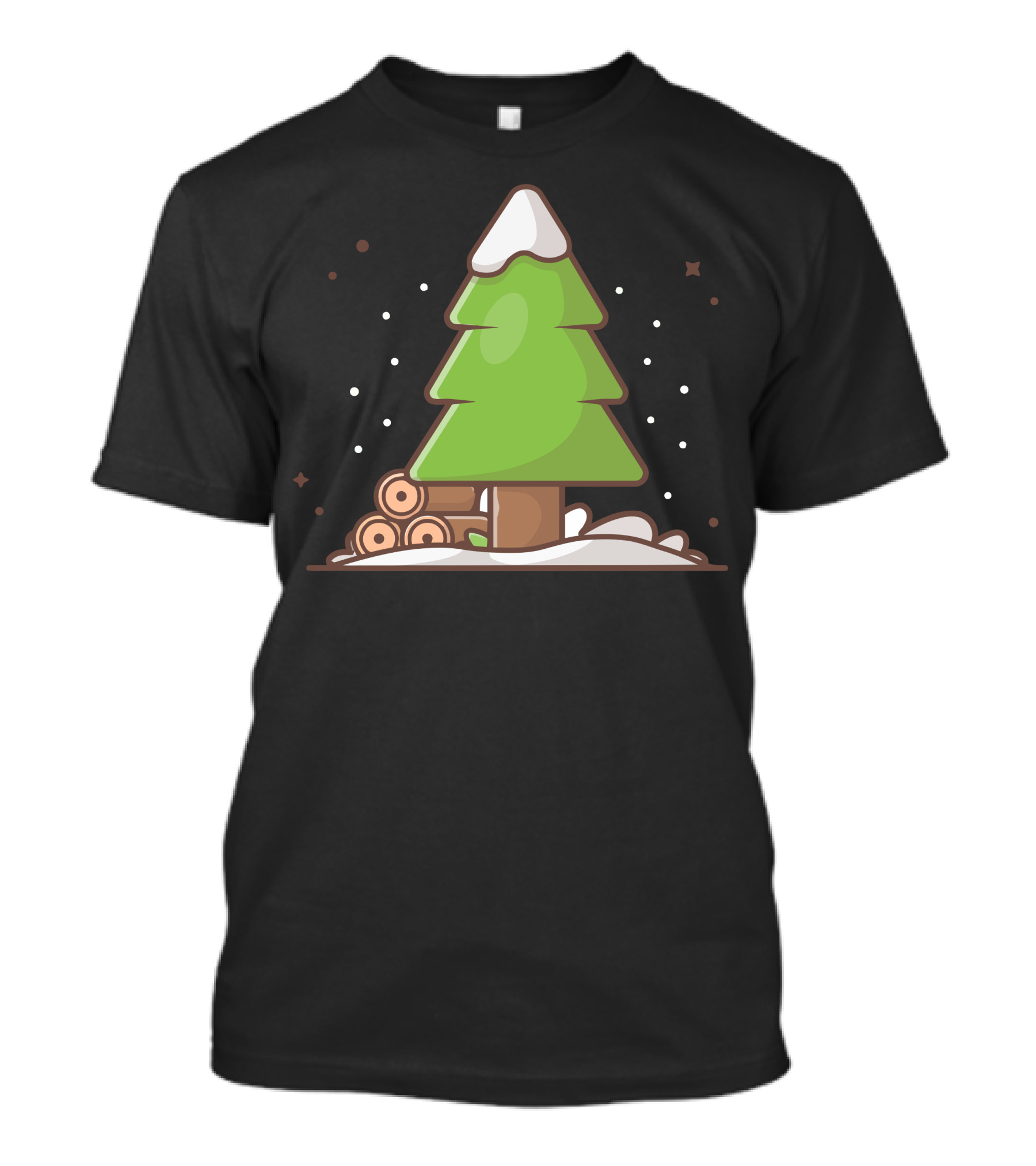 Pinus Trees Snowy Winter Scene With Logs T-Shirt