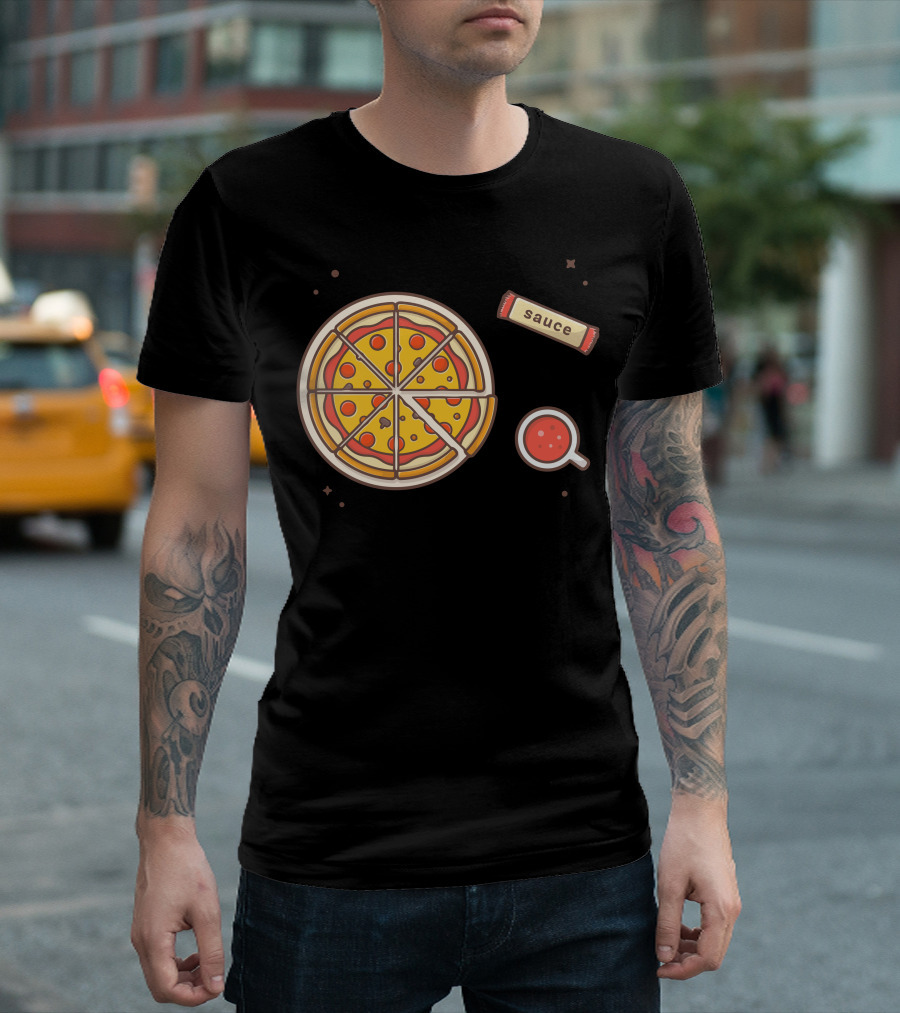 Pizza Served with Sauce Packet and Dipping Cup T-Shirt