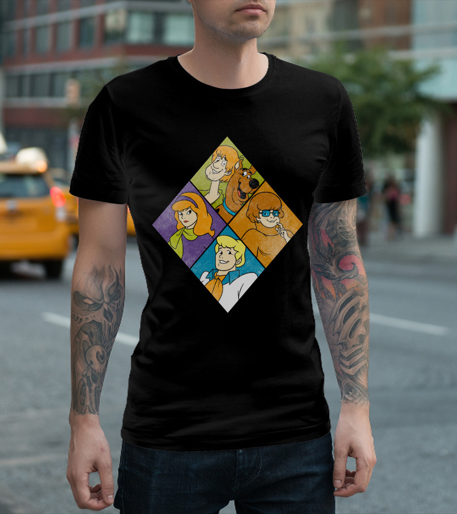 Scooby Doo Retro Characters Diamond Collage T-Shirt